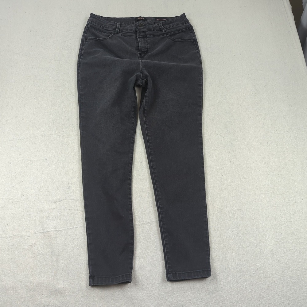 Curve Appeal Jeans Womens 12 31 Black Total Control Skinny Stretch High Rise
